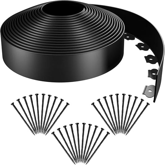 AGTEK Garden Edging 49FT Landscape Edging Kit 3 Inch Height Plastic Garden Border No Dig Lawn Border for Yard Flower Bed w...