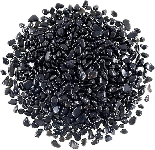 1 Lb (460 g) Decorative Crystal Pebbles Irregular Shaped Obsidian Stones Small Tumbled Chip Gravel Crushed Gemstone Pieces...