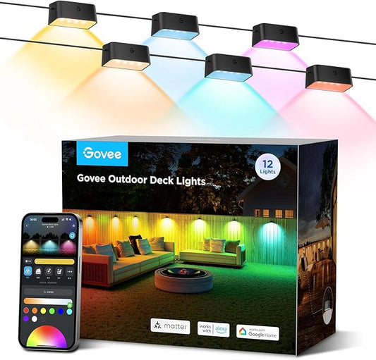 Govee Outdoor Deck Lights, Multicolor Outdoor Fence Lights, IP65 Waterproof Outdoor Lights with Smart Control, Preset Senc...