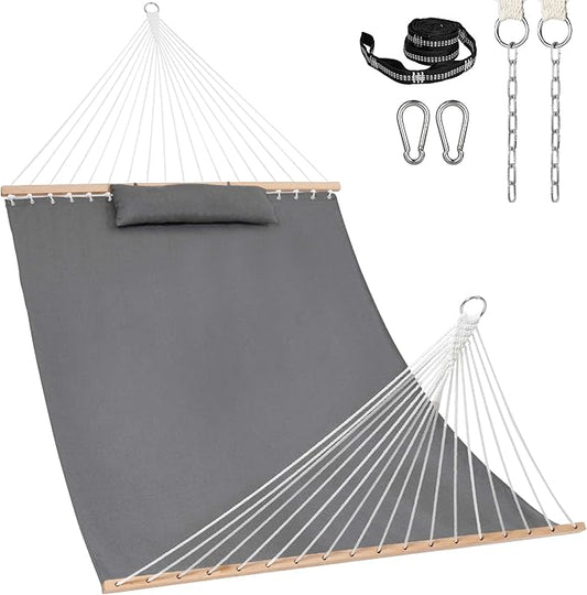 Lazy Daze Hammocks 12 FT Sunbrella Fabric Hammock not Fading with Spreader Bars and Free Pillow Fits for 2 Persons, All We...