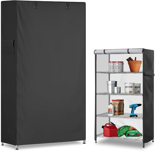Dalema Storage Shelf Cover,Outdoor Heavy Duty 600D 48''W x 18''D x 72''H Dustproof Waterproof Shelf Covers for Wire Shelvi...