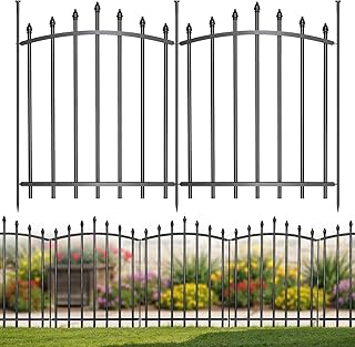 BOWDIMS,5 Panels，No Dig Edging Decorative Garden Fence，32 in （H） x 24 in（L），Metal Rustproof Panel，Outdoor Dog Fence，Animal...