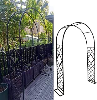 2.3M Outdoor Climbing Arch Black Metal Arbor Flower Rose Arches Pergola Wedding Party Decoration Strong Stable with Bases ...