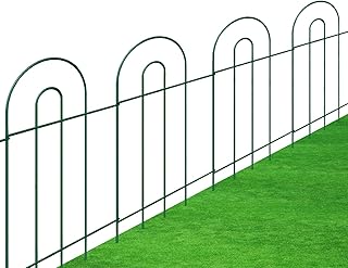 1 Pack 32 Inch x 10 Feet, Overall Length 10 Feet Green Garden Border Folding Fence Lawn Yard Fence, Total 7 Panel Decorati...
