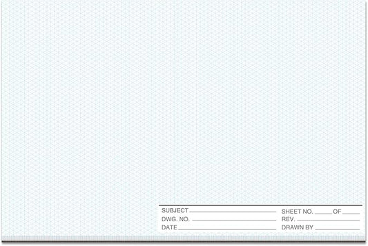1 Pack 50 Sheets 11" x 17" Isometric Graph Paper Pad Landscape for 3D Designs Architecture Landscaping Engineering Draftin...