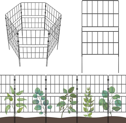 31.5 Inch(H) X 20 Ft(L) Tall Decorative Garden Fence 14 Pack Fencing Panels, Metal Wire Border No Dig Fencing Animal Barri...
