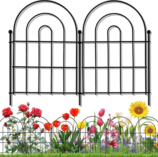 10 Pack Decorative Garden Fence Animal Barrier: 17 in(H) x 10 ft(L) Border Flower Rabbit Garden Fencing Small Arched Rustp...