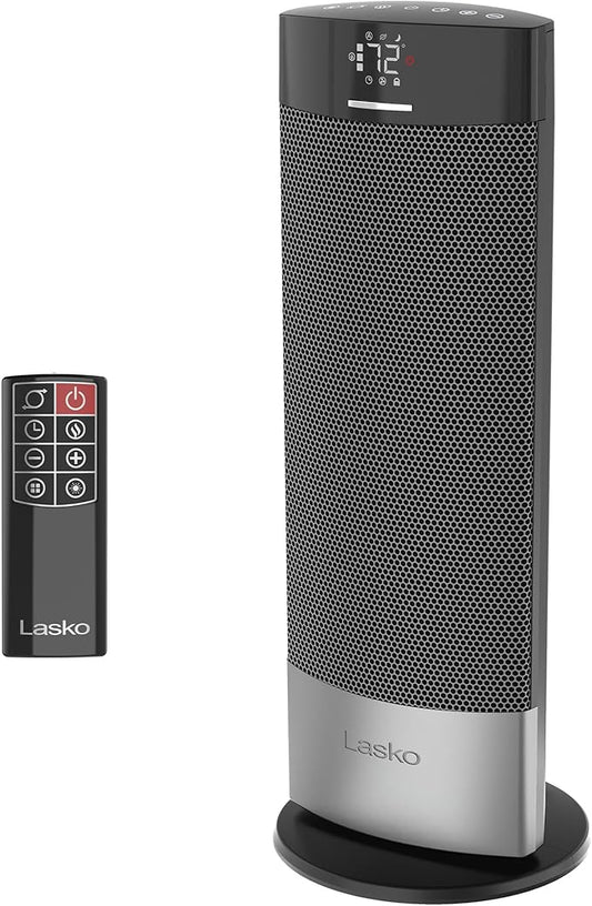 Lasko Ellipse Ceramic Tower Heater for Home with Tipover Switch, Child Lock, Digital Display, Thermostat, Wide Oscillatio...