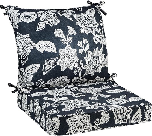 PLTCAT Floral Print Outdoor Cushions, Waterproof Patio Furniture Cushion Set with Removable Cover (Print, 24" x 24" + 24" ...