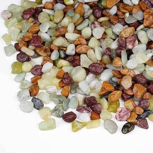 Pulovin 2.5 lbs Pebbles for Indoor Plants, Succulent Rocks, 3/8" Polished Pebbles for Bamboo, Vase, Terrarium, Natural Dec...