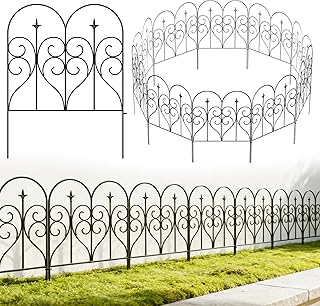 Thealyn Decorative Garden Fence 32 in (H) x 10 ft (L) Outdoor Rustproof Metal Dog Pet Fence Animal Barrier, Garden Fencing...