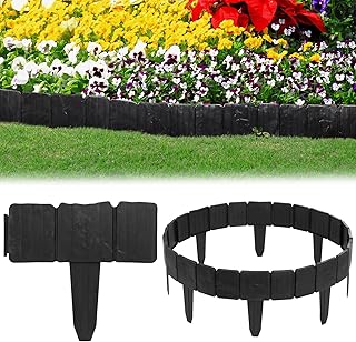 Anglechic 48 Pcs Landscaping Edging Border 37 ft Plastic Garden Border Edging Bulk for Lawn Decorative Stone Like Flower B...