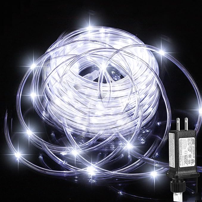 (New) Rope Lights, 33FT 100LED 8 Modes Outdoor Tube Lights, IP65 Weatherproof Copper Fairy String Lights for Garden Porch ...