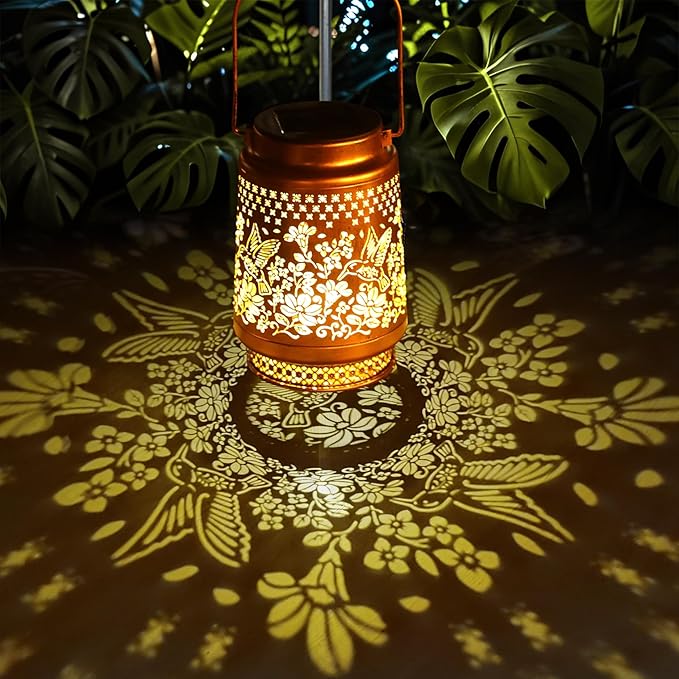 Solar Lanterns Outdoor Waterproof Decorative Garden Solar Lights Outdoor,Hanging Hollow Out Metal Ornaments Decor for Outs...