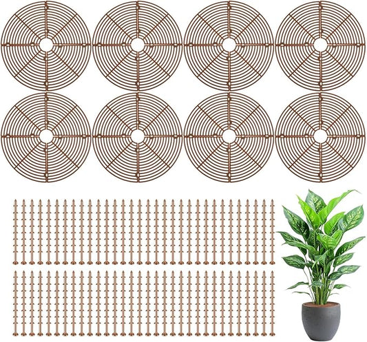 HekouJiub 8 Pack 11.8" Plant Pot Grid, Cuttable Plant Pot Soil Covers Protectors with 64 Stakes, Flower Pots Cover with Ce...