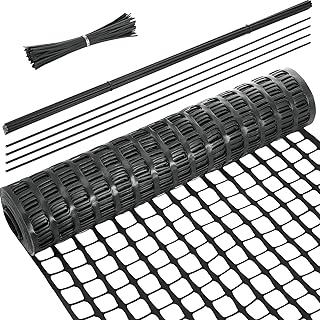 Plastic Garden Fencing Roll Safety Construction Barrier Outdoor Snow Mesh Fence Garden Netting, 1.2 Inch Mesh, Coated Iron...
