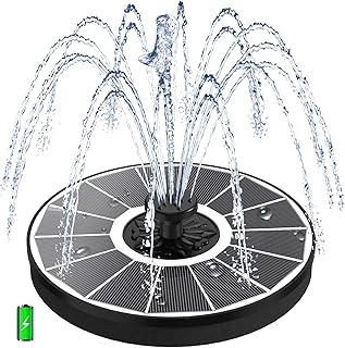 Yzert Solar Fountain with 2000 mAh Battery Backup Works in Cloudy, Glass Solar Powered Bird Bath Fountains with 7 Nozzles,...