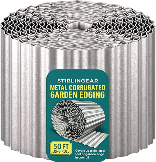 50FT Galvanized Steel Corrugated Metal Landscape Edging – Flexible & Rustproof Garden Edging Border, Decorative Metal Trim...