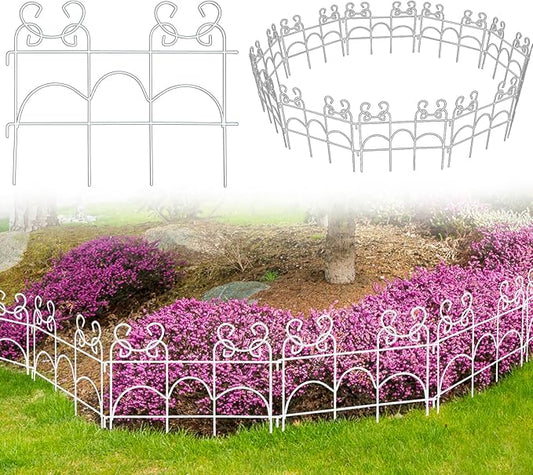 ARIFARO Garden Fence 13" H x 17" W, (Pack of 10, Total Length 14 feet) Metal Garden Border Fence for Outdoor,Patio,Lawn,Fl...