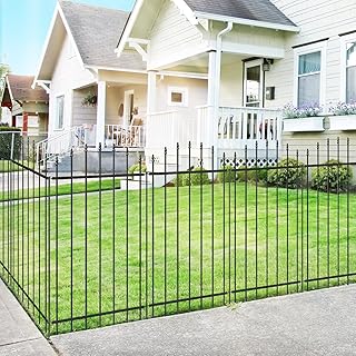 FOREHOGAR Metal Garden Fence 42 in H x 12 ft L, 6 Panels + 7 Stakes Border Dog Fence Panels Animal Barrier, No Dig Garden ...