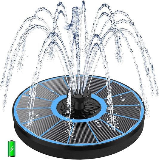 Yzert Solar Fountain with 2000 mAh Battery Backup Works in Cloudy, Glass Solar Powered Bird Bath Fountains with 7 Nozzles,...