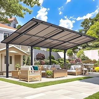 AECOJOY 20' x 10' Outdoor Gazebo for Patio, 10x20 Carport, Freestanding Lean to Hardtop Gazebo Shelter Pergolas and Gazebo...