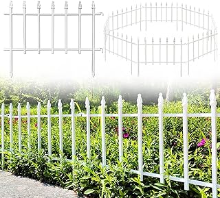 Thealyn Metal Decorative Garden Fence 22" Wide x 18" High (5 Panels, Total Length 9.17 feet), Metal Border Folding Fence, ...
