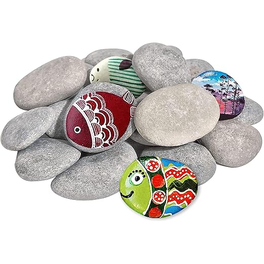 DALTACK 10 Pcs Large Rocks for Painting, Natural River Rocks, Flat River Rocks, 2-3 Inches Stones for Arts & Crafting