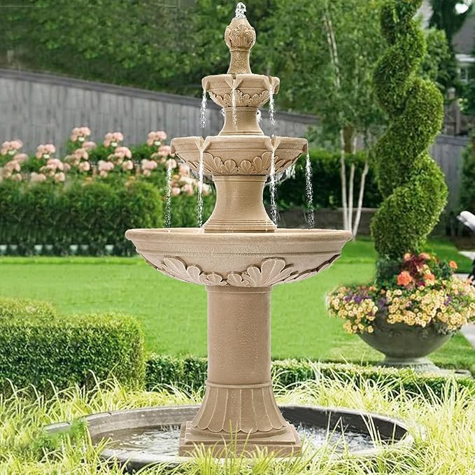 Dephet Italian Outdoor Water Fountains Garden Decor - 48.4''H Fountains and Waterfalls Outside, Large Cascading Indoor Flo...
