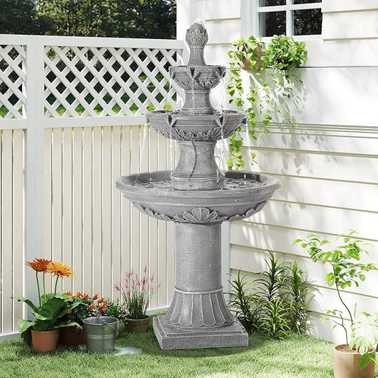 TOBYUL Italian Outdoor Water Fountains Garden Decor - 48.4''H Fountains and Waterfalls Outside, Large Cascading Indoor Flo...