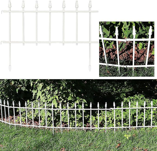 Sunnydaze 5-Panel Roman Iron Decorative Garden Fence Border - 9ft L x 18in H No Dig Metal Garden Fencing for Animal Barrie...