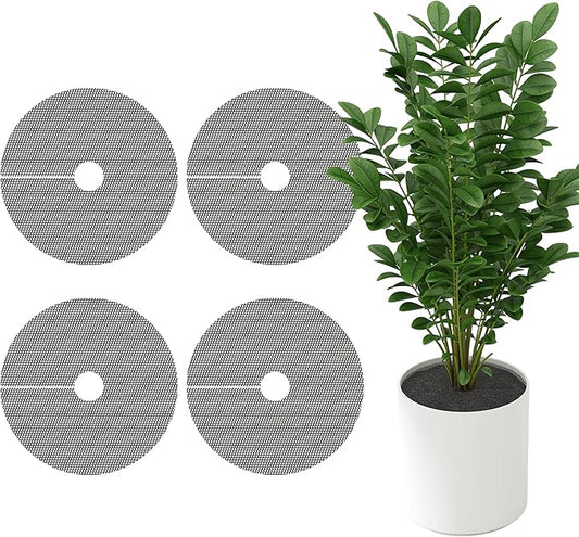 Adnee 4 Pcs 15.7 Inch Plant Pot Grids-Cuttable Plant Pot Soil Covers Protectors from Animals-Indoor Plant Pot Soil Guard f...