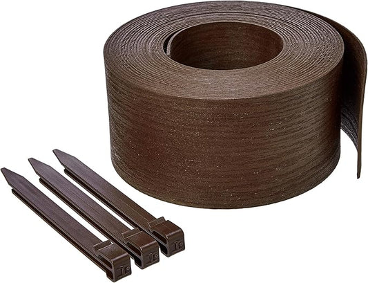 Amazon Basics Flexible Landscape Edging Coil for Garden Border, Flower Beds, Lawn and Pathways, 5 inch x 40ft, Brown, 10 S...