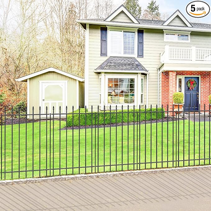 FOREHOGAR Metal Garden Fence 36 in H x 10 ft L,Border Fence Panels Animal Barrier for Dogs, No Dig Garden Fencing for Yard...